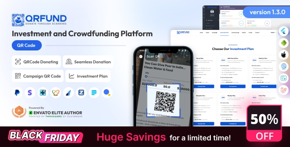 QRFund - Investment and Crowdfunding Platform with QR Code Full Solution