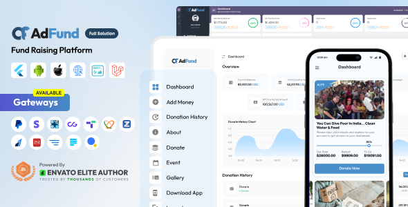 AdFund - Fund Raising Platform Website | Android-iOS App | Admin Panel