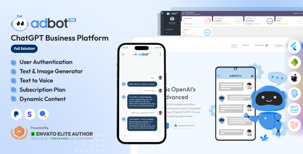 AdBot Pro - ChatGPT SAAS Business Platform Website | Android-iOS App | Admin Panel