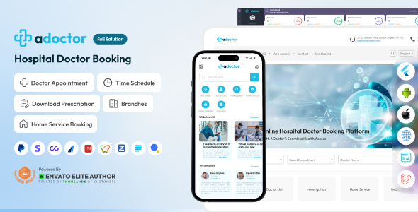 ADoctor - Hospital Doctor Booking Android and iOS App | Website | Admin Panel
