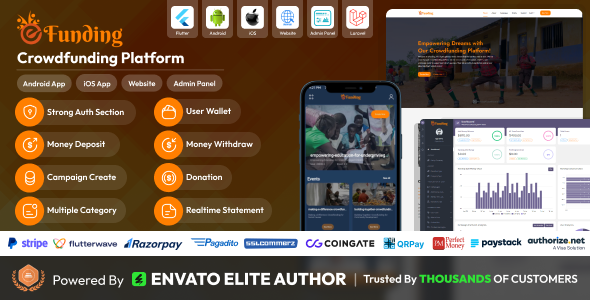 eFunding - Crowdfunding Platform Android and iOS App | Website | Admin Panel