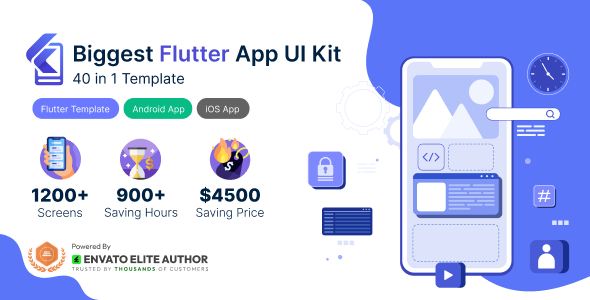 Biggest Flutter App UI Kit 40 in 1 Template
