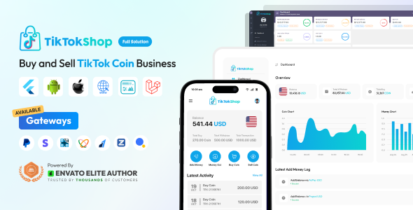 TikTokShop - Buy and Sell TikTok Coin Business Full Solution