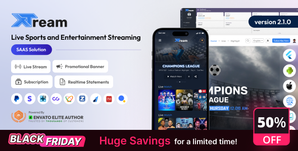 XTream - Live Sports & Entertainment Streaming SAAS Solution